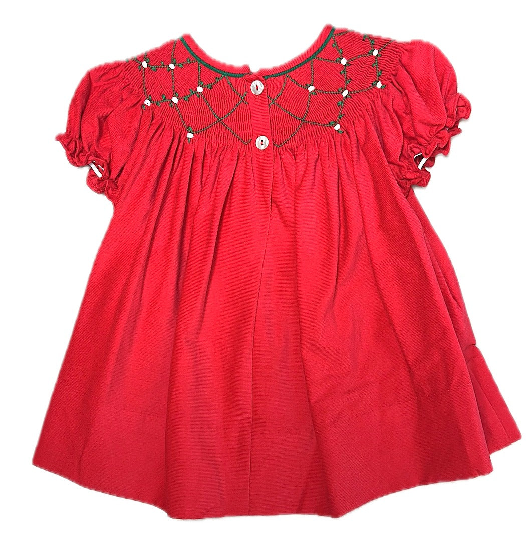 Red Corduroy Smocked Bishop Christmas Classic