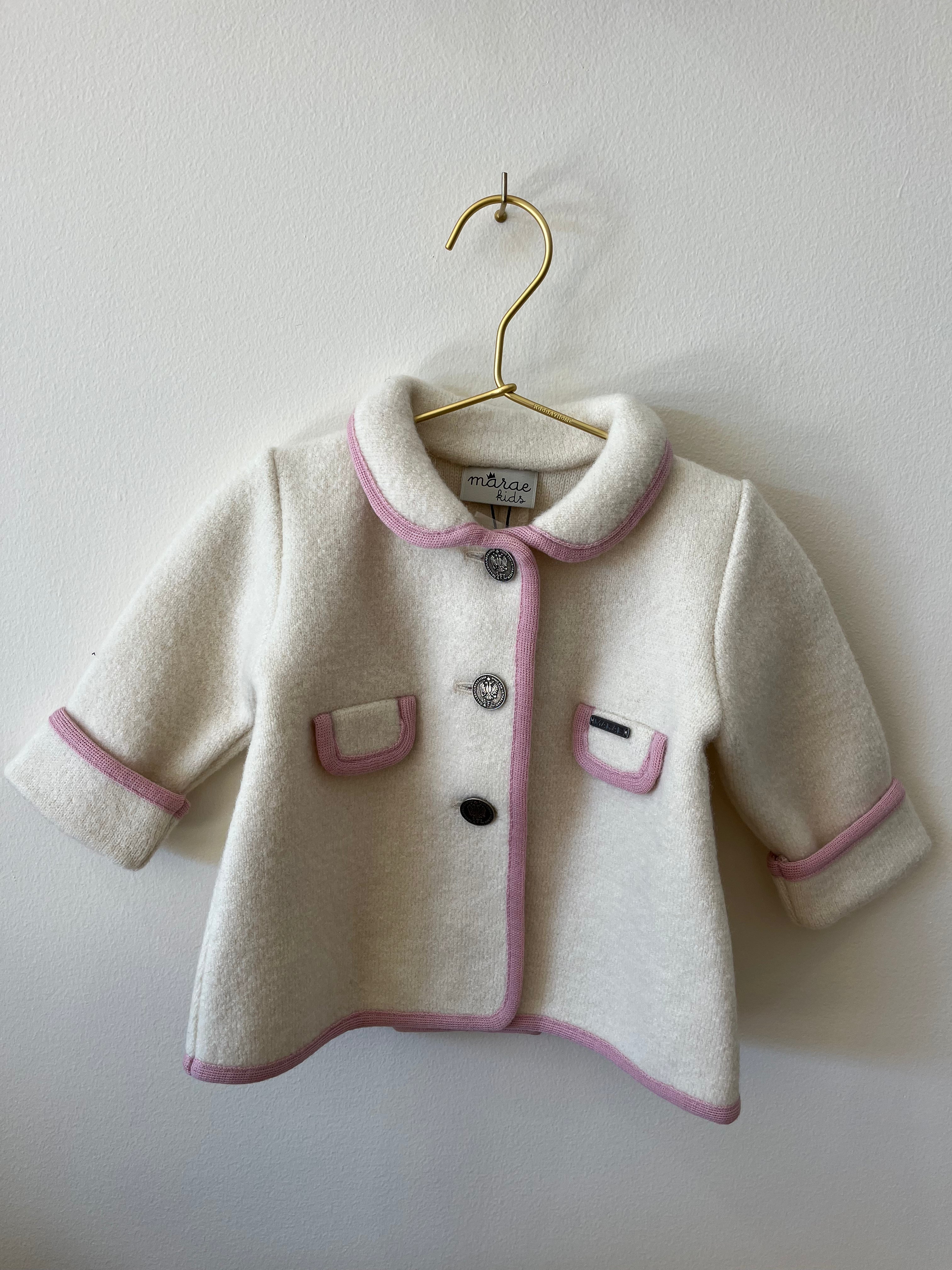 Collared Coat - Cream with Rose Piping