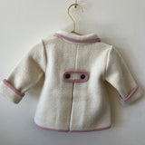 Collared Coat - Cream with Rose Piping