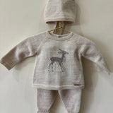 York Gift Set - Draylon Knit - Beige/Deer