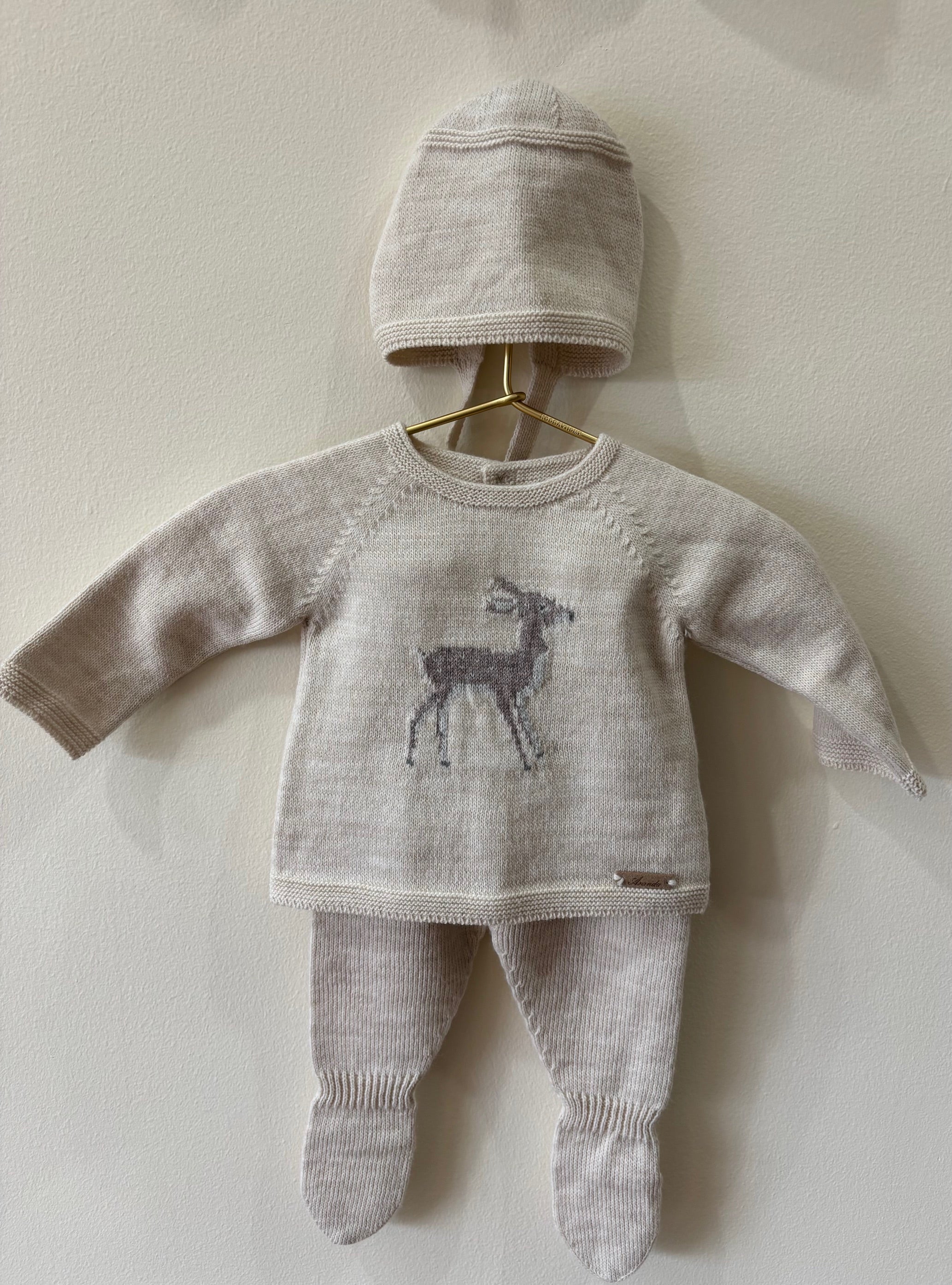 York Gift Set - Draylon Knit - Beige/Deer