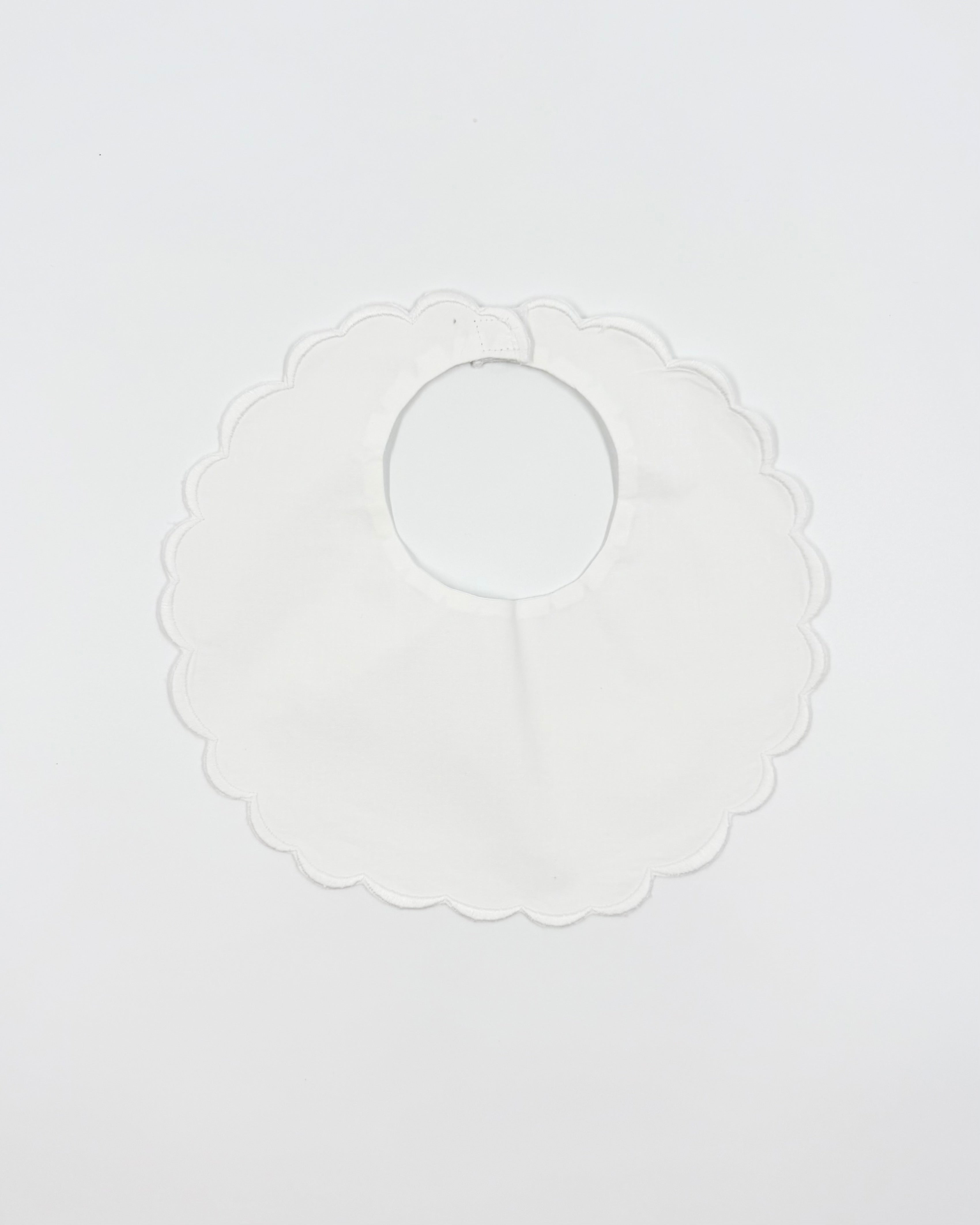 Edward Boutross White Scalloped Baby Bib