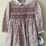 Smocked Floral Dress with Collar - Rose