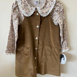 Velvet Jumper with Floral Blouse - Gold