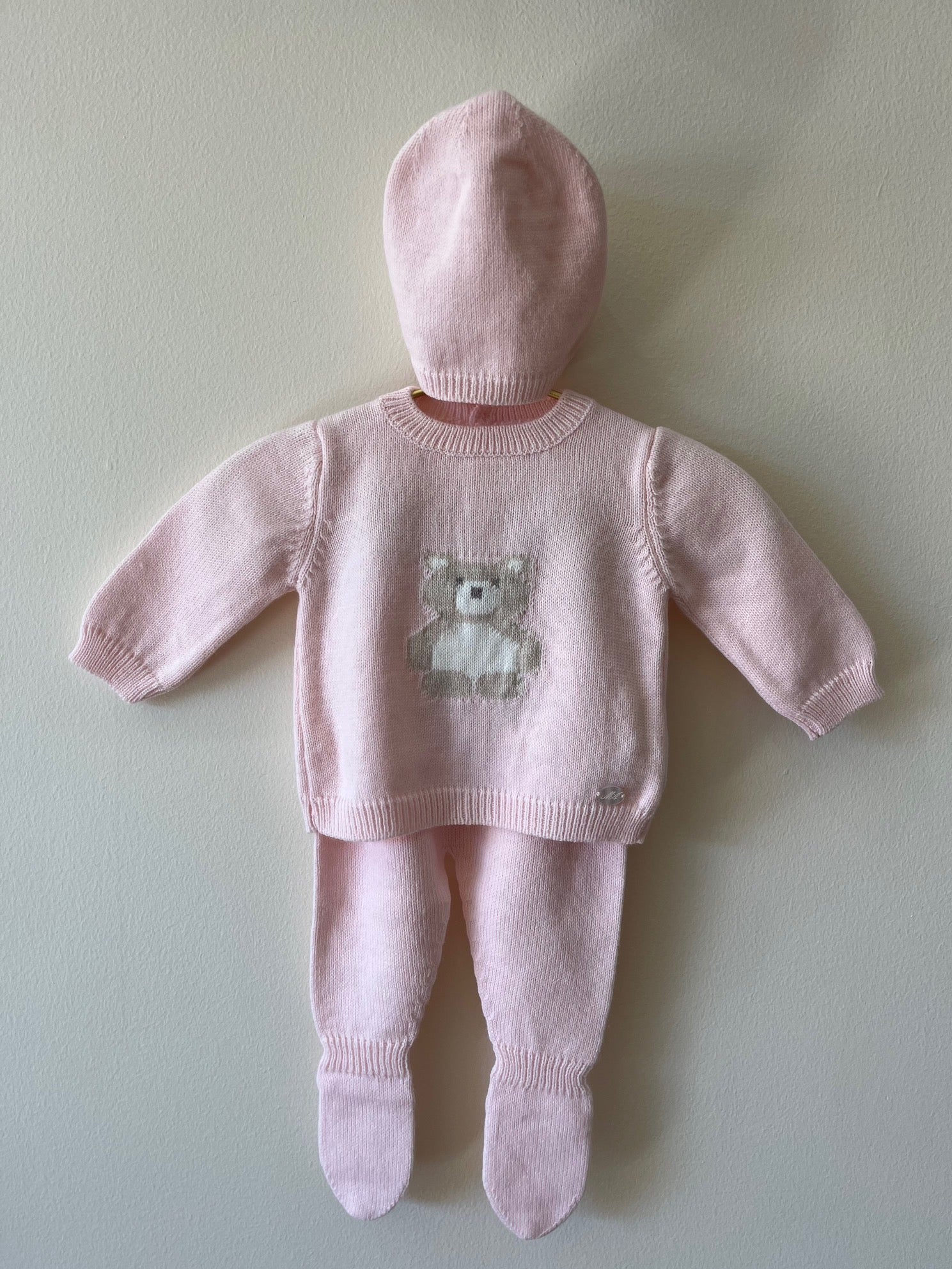 Knit Bear Gift Set - Baby Pink