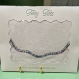 Bib & Burp Set - Blue Floral Scalloped Edge