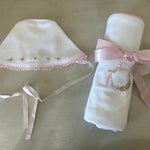 Bows And Roses Bonnet With Crochet Trim