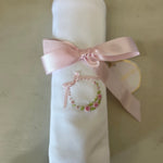 Bows And Roses Receiving Blanket With Crochet Trim