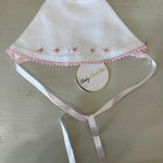 Bows And Roses Bonnet With Crochet Trim