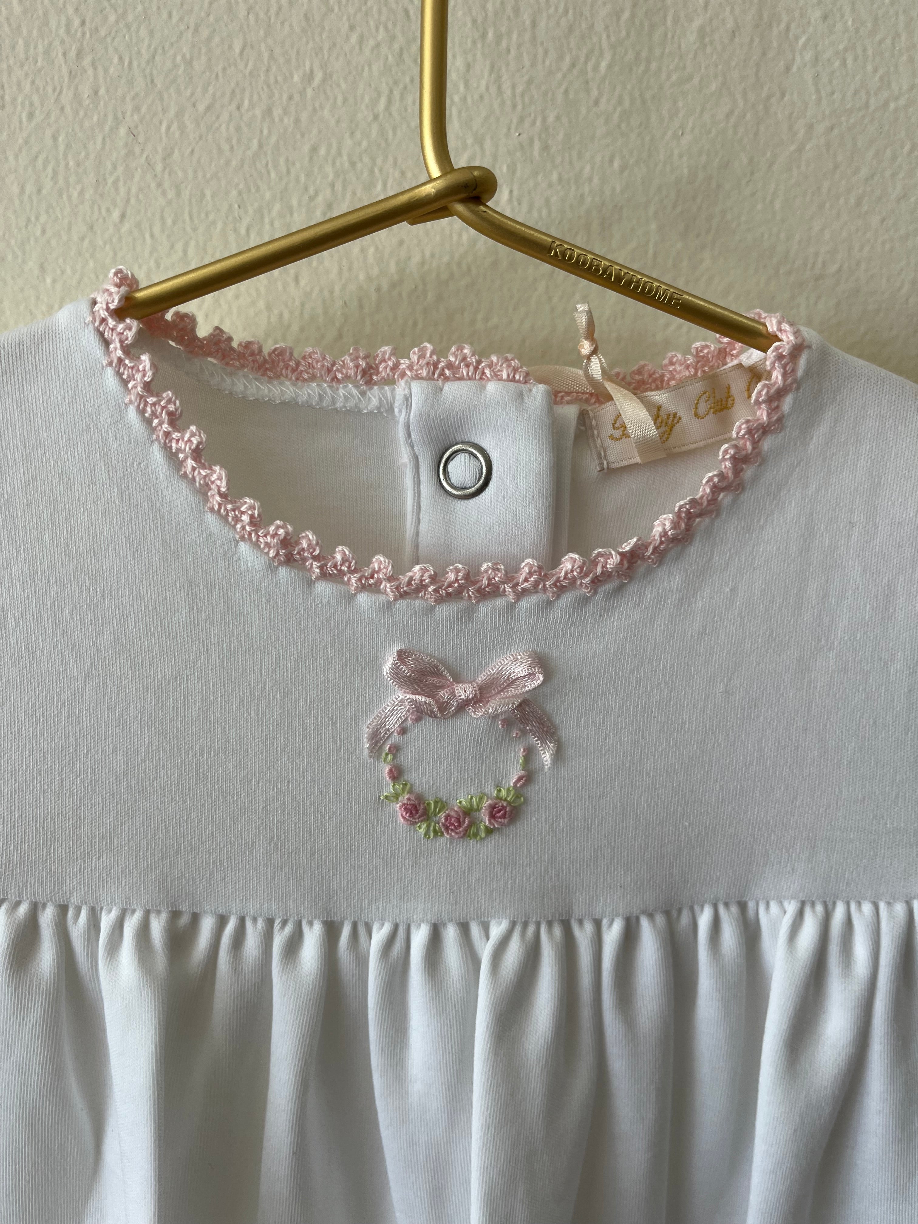 Bows And Roses Gown With Crochet Trim