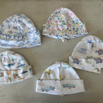 Blue Romantic Toile Hat With Ruffle