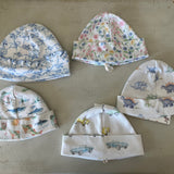 Blue Romantic Toile Hat With Ruffle