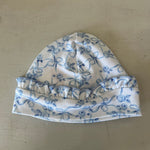 Blue Romantic Toile Hat With Ruffle