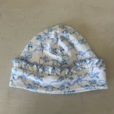 Blue Romantic Toile Hat With Ruffle