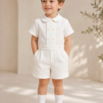 Sarah Louise Ivory Two Piece Short and Shirt Set 013843
