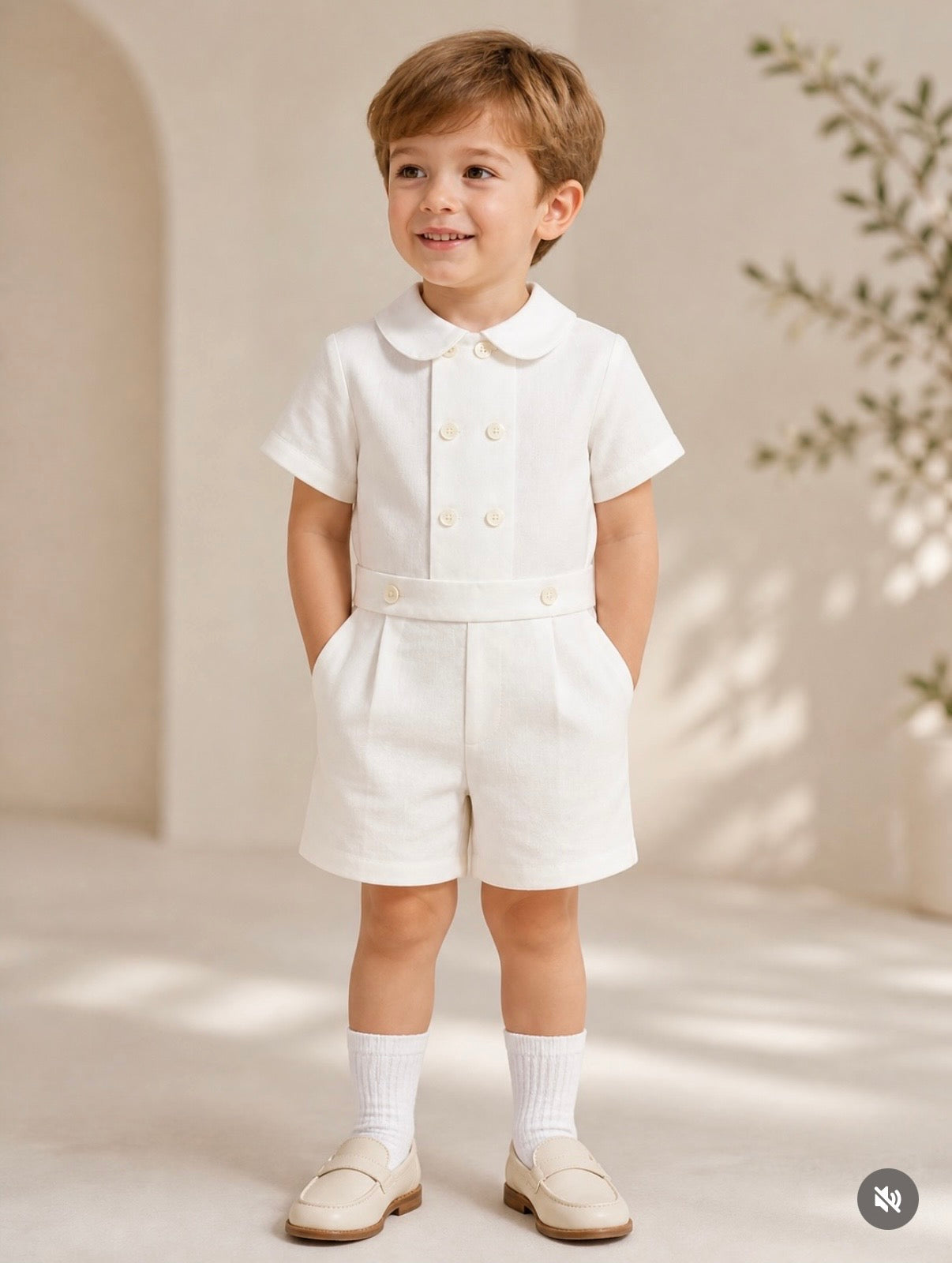 Sarah Louise Ivory Two Piece Short and Shirt Set 013843