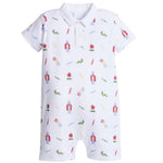 Little English Printed Polo Romper - School Days