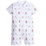 Little English Printed Polo Romper - School Days