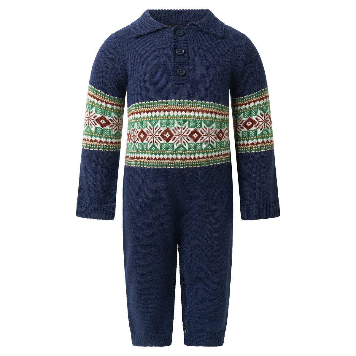 Navy Fairisle Knitted One Piece