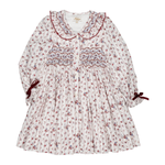 Kidiwi Adeline hand-smocked dress in burgundy floral print