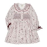 Kidiwi Adeline hand-smocked dress in burgundy floral print
