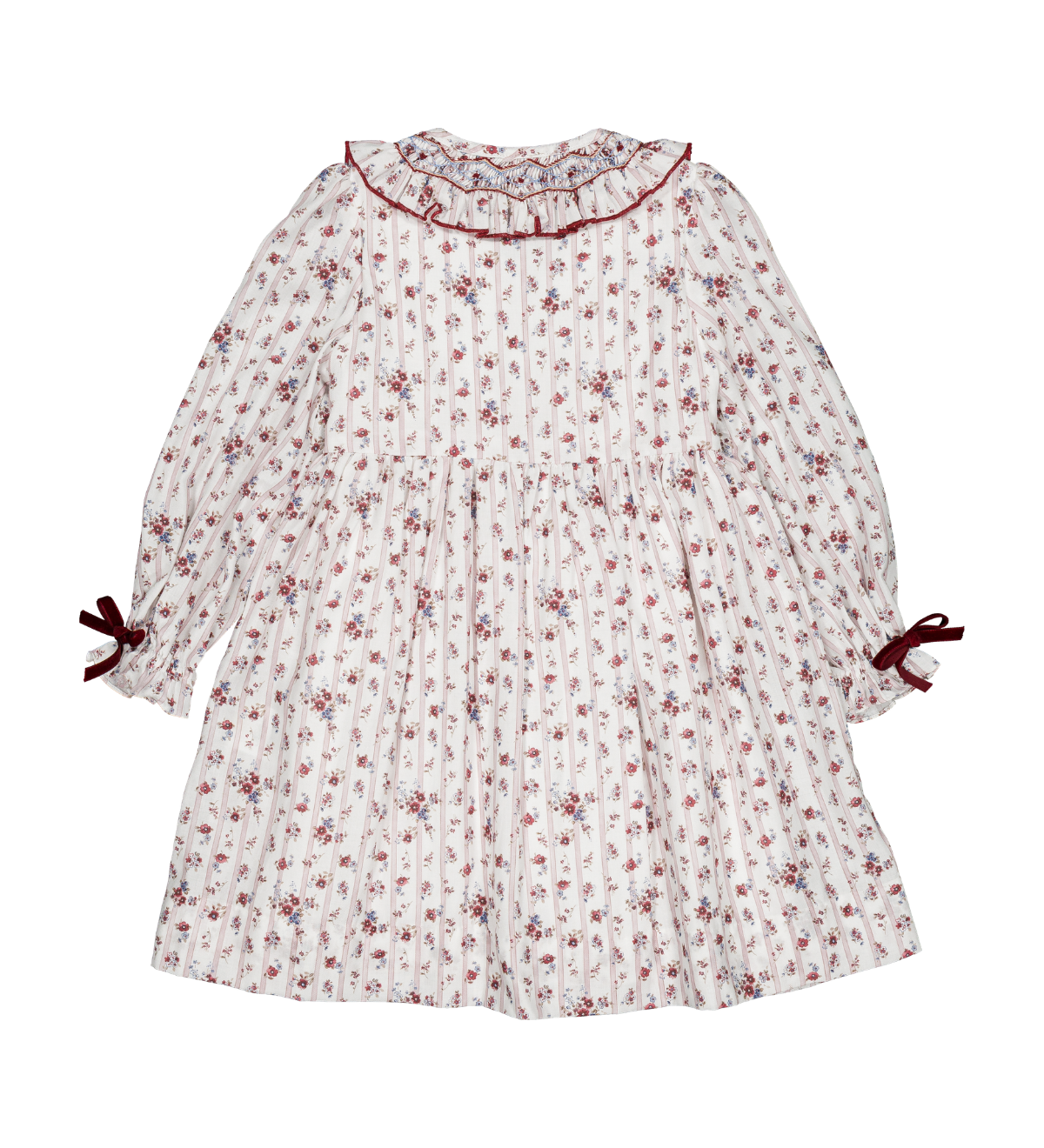 Kidiwi Adeline smocked dress, burgundy floral, girls and baby sizes