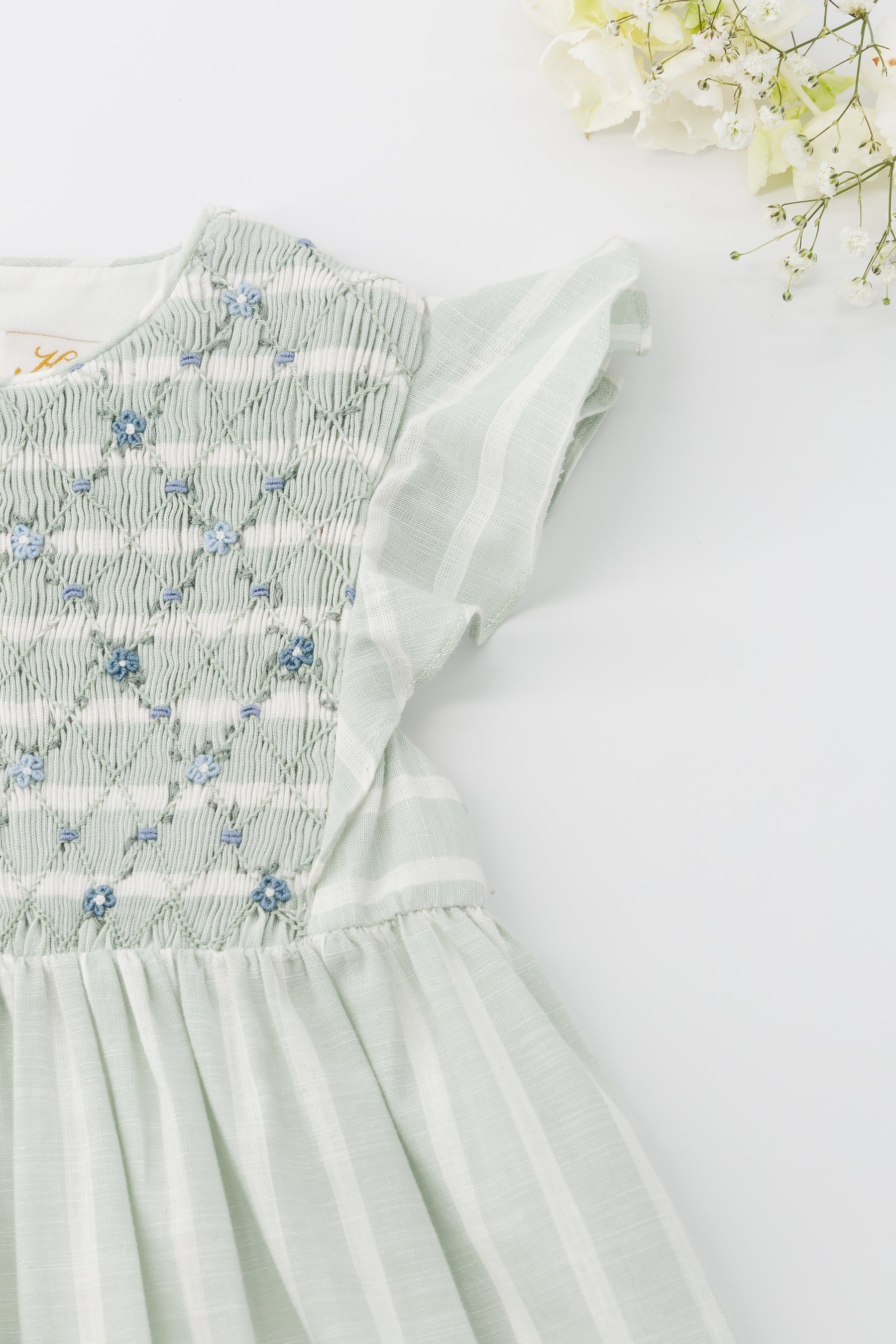 Kidiwi Léanne Smocked Dress - Mint Stripe