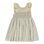 Kidiwi Mélina Smocked Dress - Coral Yellow Floral Print