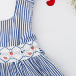 Kidiwi Bégonia Smocked Dress - Navy Blue Stripes