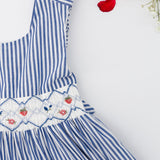 Kidiwi Bégonia Smocked Dress - Navy Blue Stripes