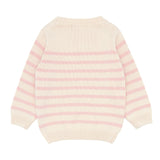 Unisex Pink And Cream Stripe Knit Sweater