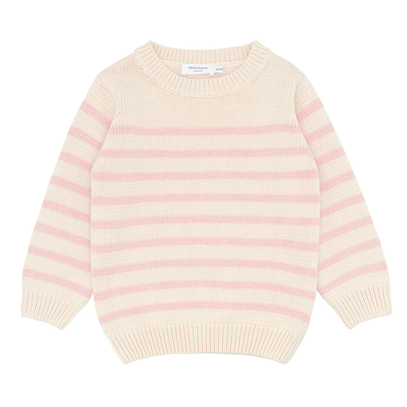 Unisex Pink And Cream Stripe Knit Sweater