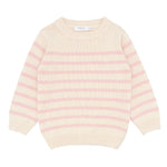 Unisex Pink And Cream Stripe Knit Sweater