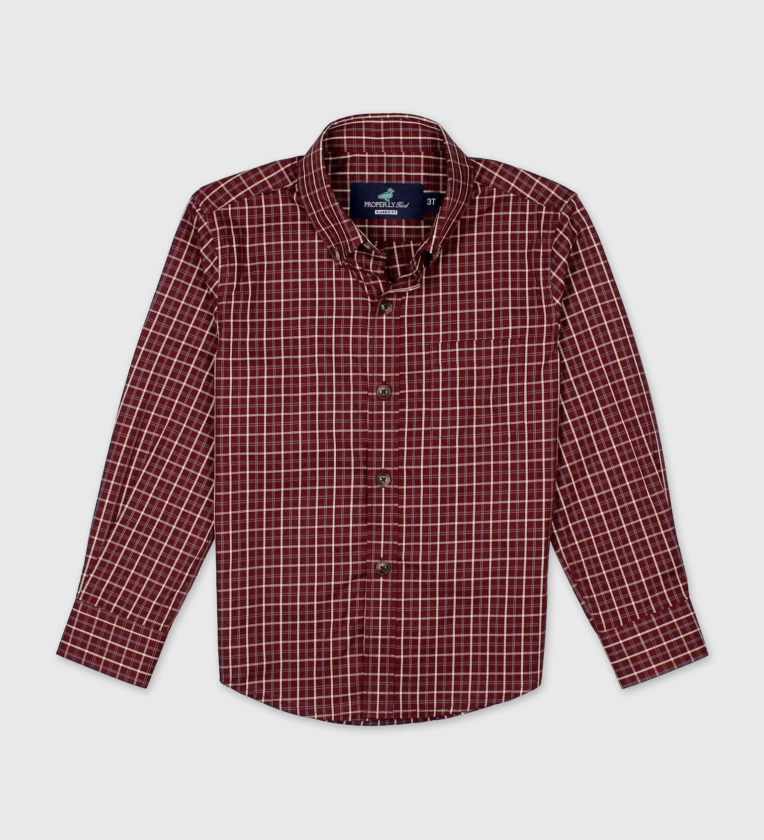 Properly Tied Boys Woodland Sportshirt in Beetroot plaid