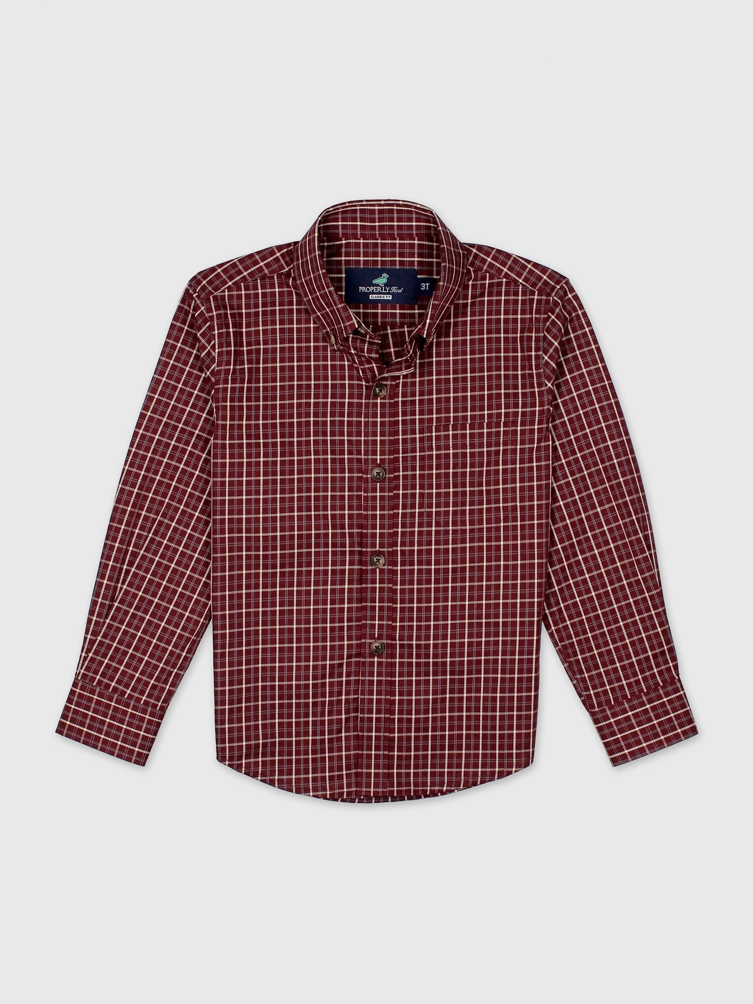 Properly Tied Boys Woodland Sportshirt in Beetroot plaid