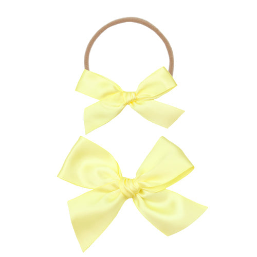 Satin Bow - Lemon Sash Clip: Small Bow / Alligator Clip