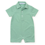 Austin Romper - Green and White Stripes