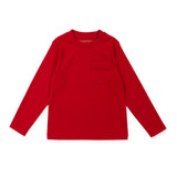Lila + Hayes Blake boys' long sleeve Pima cotton pocket tee in red