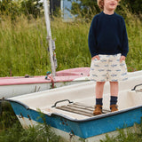 Child wearing the Copenhagen Colors Knitted Classic Rib Sweater in navy