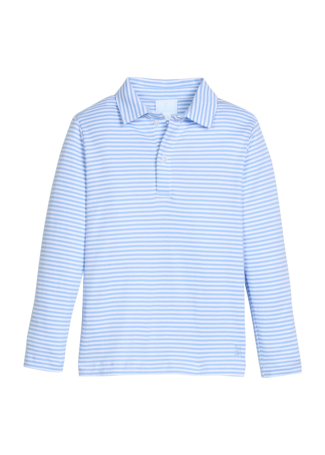 Long Sleeve Polo - Light Blue Stripe