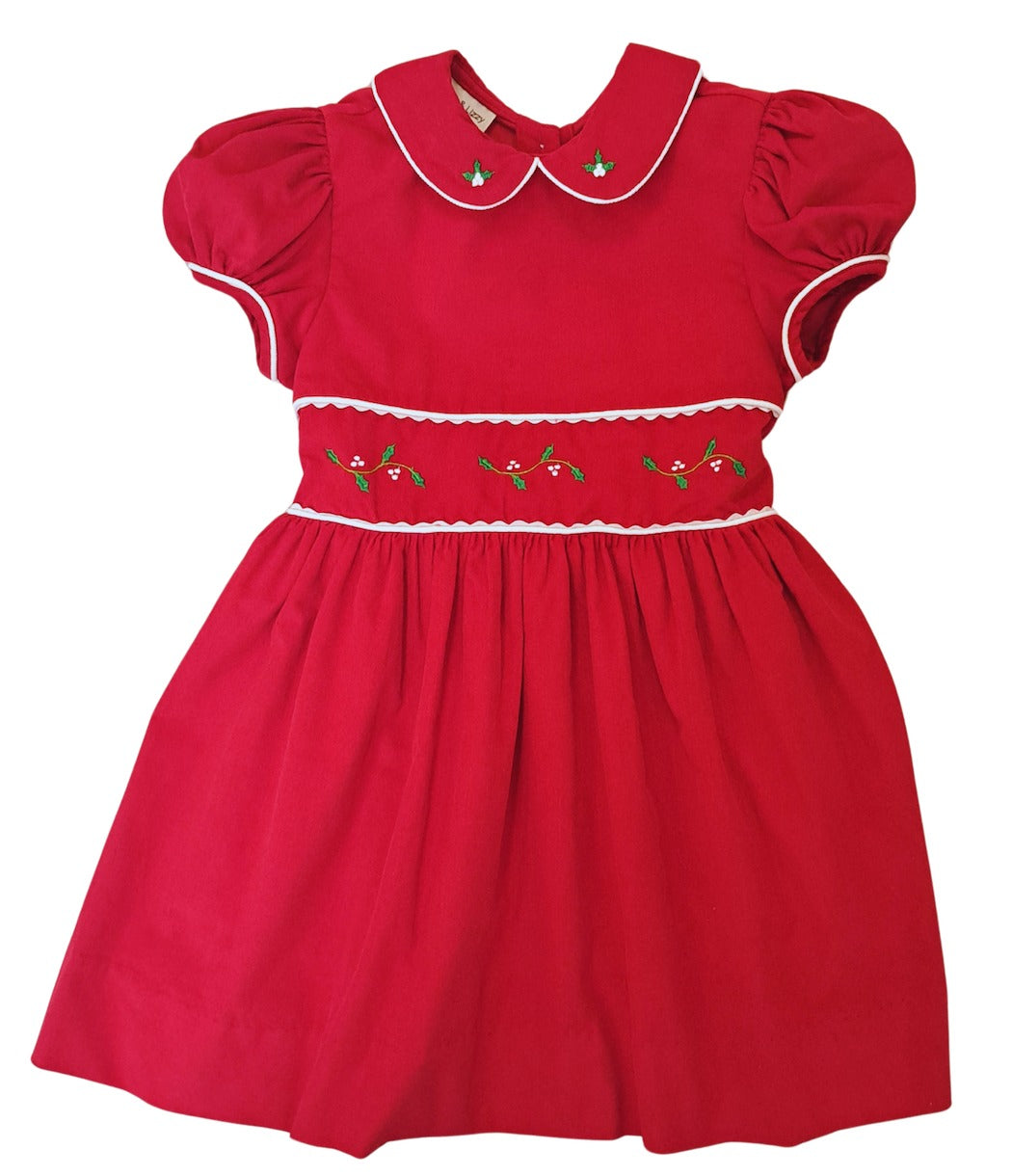 Corduroy Red Classic Christmas Dress