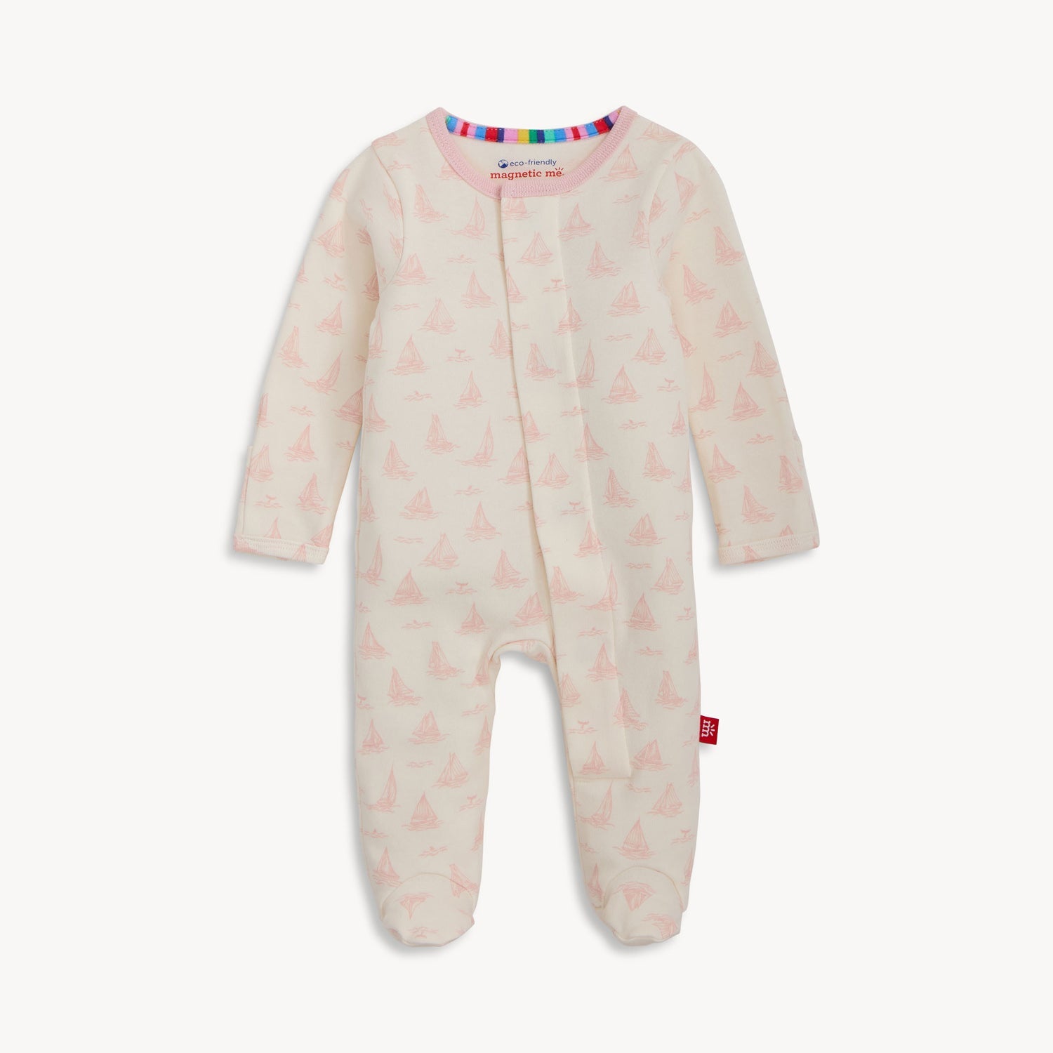 Tiny Tides Pink Organic Cotton Magnetic Footie