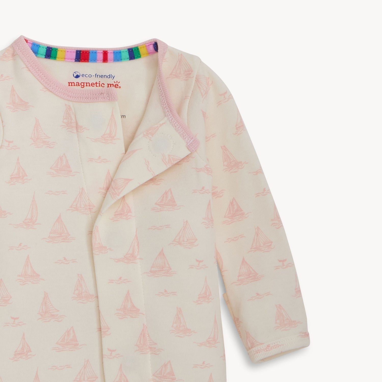 Tiny Tides Pink Organic Cotton Magnetic Coverall