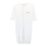 Baby Club Chic blossom moon embroidered pima convertible gown with crochet trim in pink