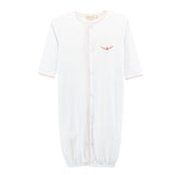 Baby Club Chic blossom moon embroidered pima convertible gown with crochet trim in pink
