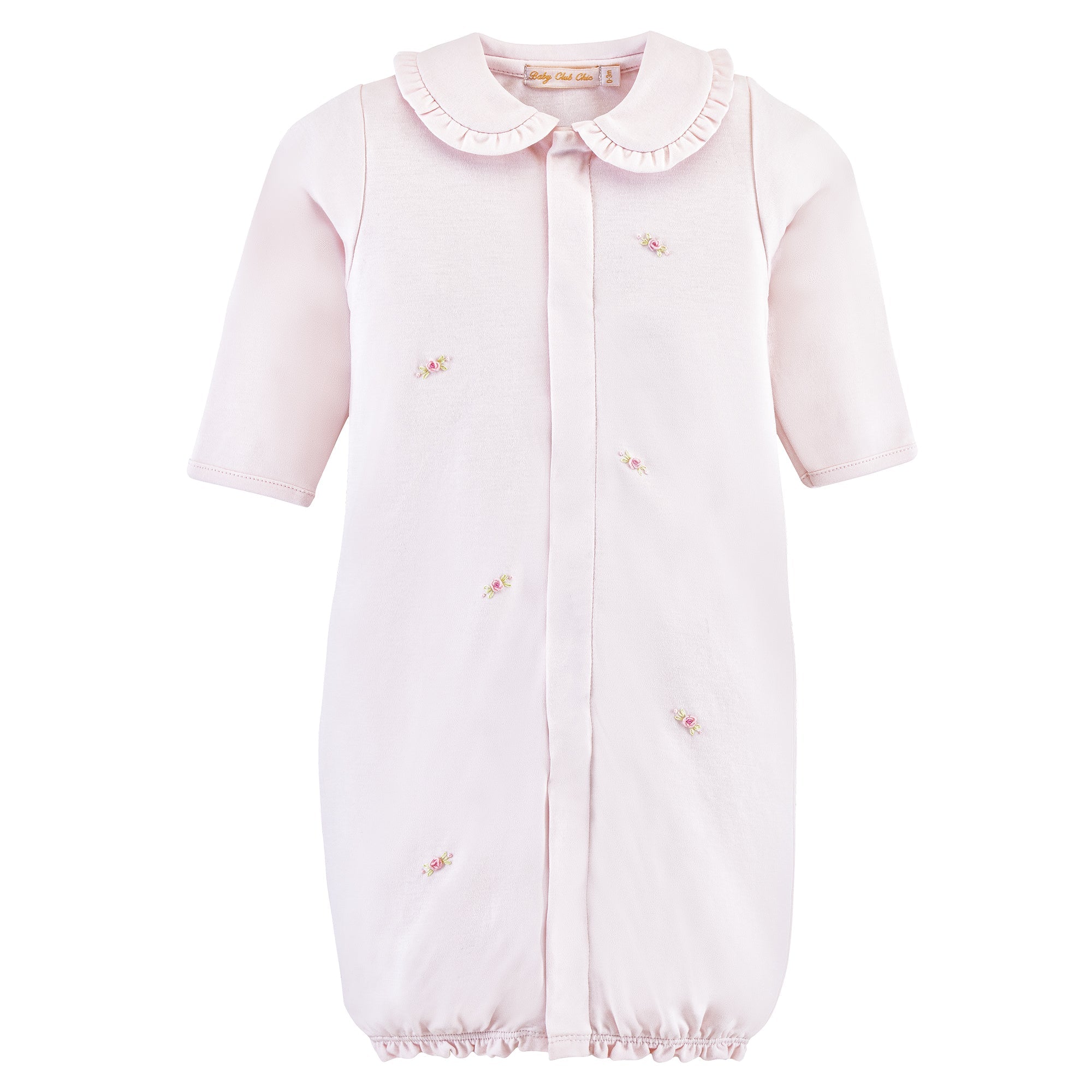 Baby Club Chic sweet roses all-over embroidered pima convertible gown in pink