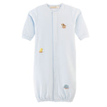 Baby Club Chic sweet toys embroidered pima convertible gown with piping trim in light blue