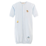 Baby Club Chic sweet toys embroidered pima convertible gown with piping trim in light blue