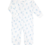 Blue Puppy Love Print Zipper Footie