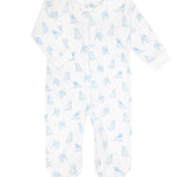 Blue Puppy Love Print Zipper Footie